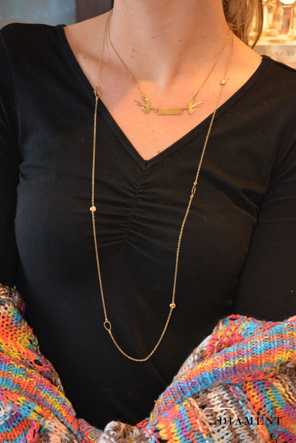 Długi naszyjnik srebrny pokryty złotem Dall'Acqua ✓Srebrne Naszyjniki Damskie w Sklepie z Biżuterią zegarki-diament.pl✓Piękne i Eleganckie Naszyjniki dla Kobiet✓Prawdziwe Srebro✓Darmowa wysyłka.jpg